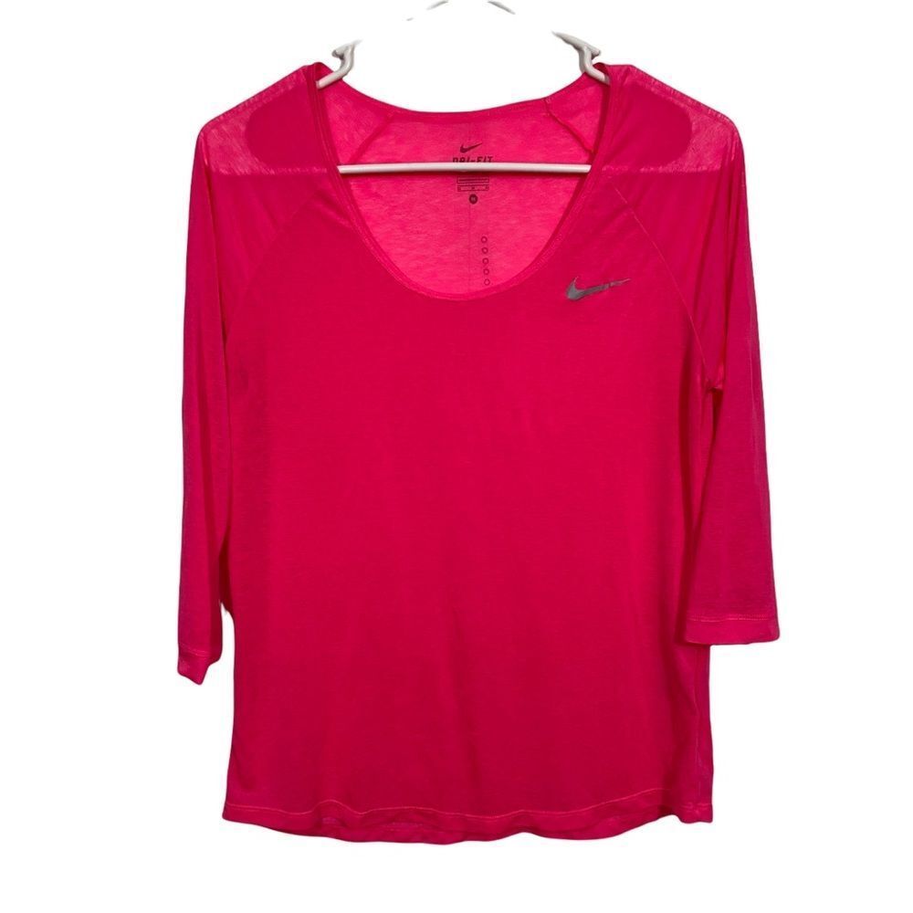 Nike Dri-Fit Lightweight Pink 3/4 Sleeve Activewear T-Shirt